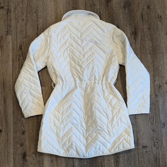 ATHLETA Mendocino Quilted Puffer Coat Magnolia White Midi Length Womens Medium M - Picture 3 of 10